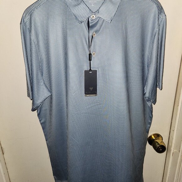 Maelreg Performance Polo Blue Denim Houndstooth Size Large - Picture 1 of 4